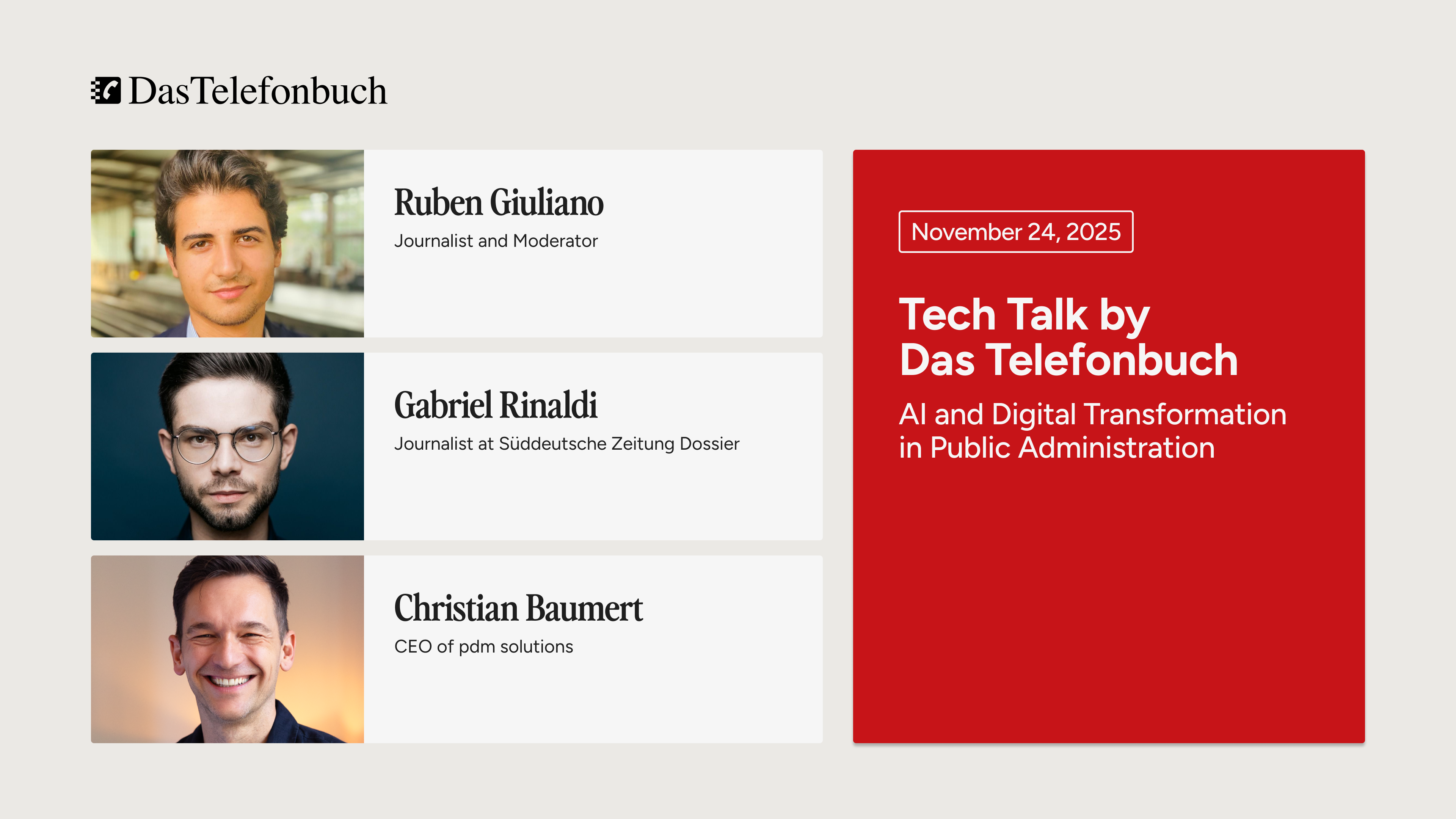 A render of three white cylindrical columns, against a warm creme background